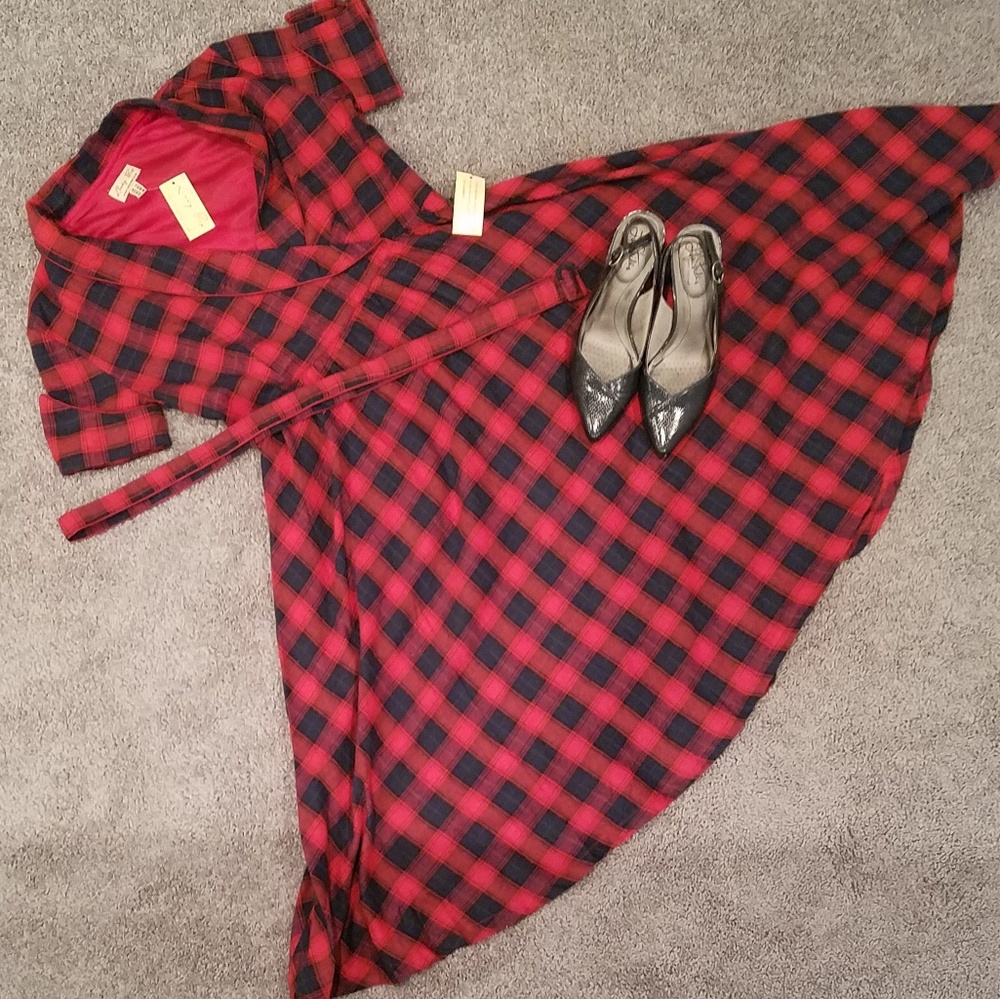 Navy and Red Plaid Lindy Bop Retro Styled Dress